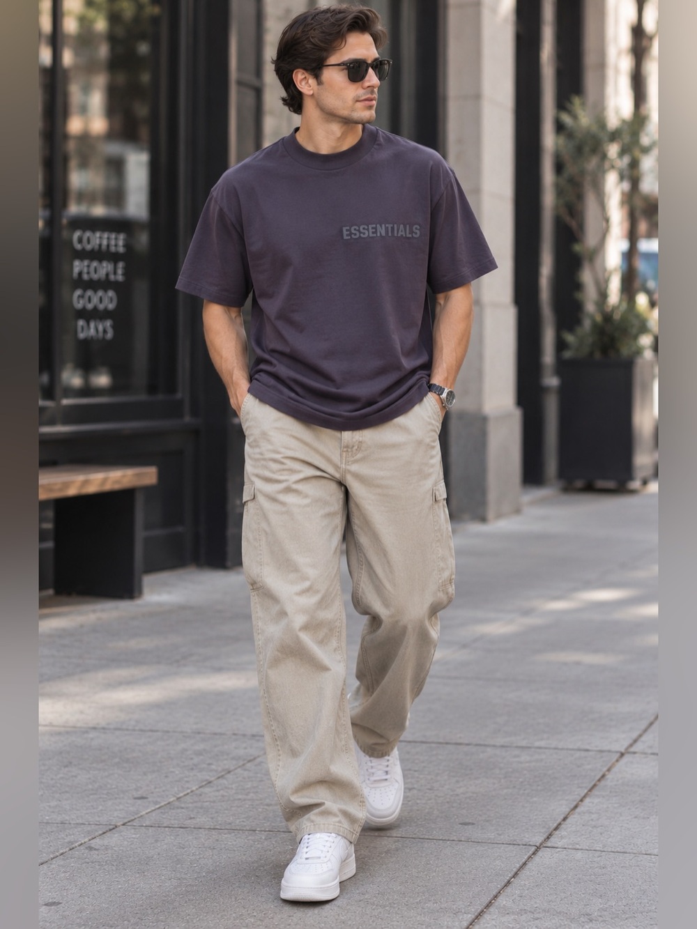 Fear of God Essentials Tee – Dark Plum/Purple – Size Small